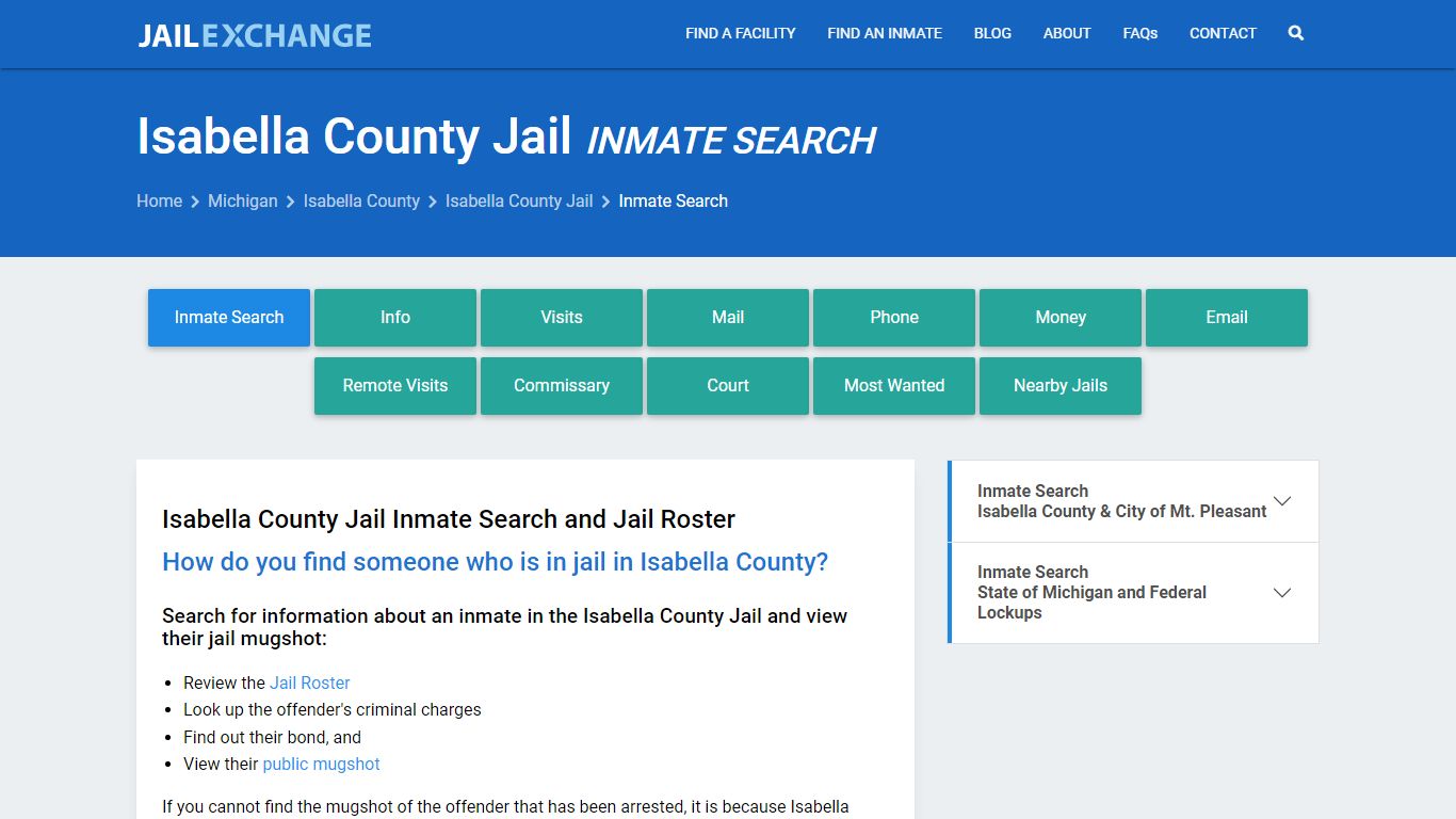 Isabella County Jail Inmate Search - Jail Exchange