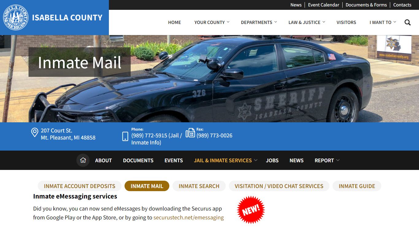 Inmate Mail – Isabella County Michigan